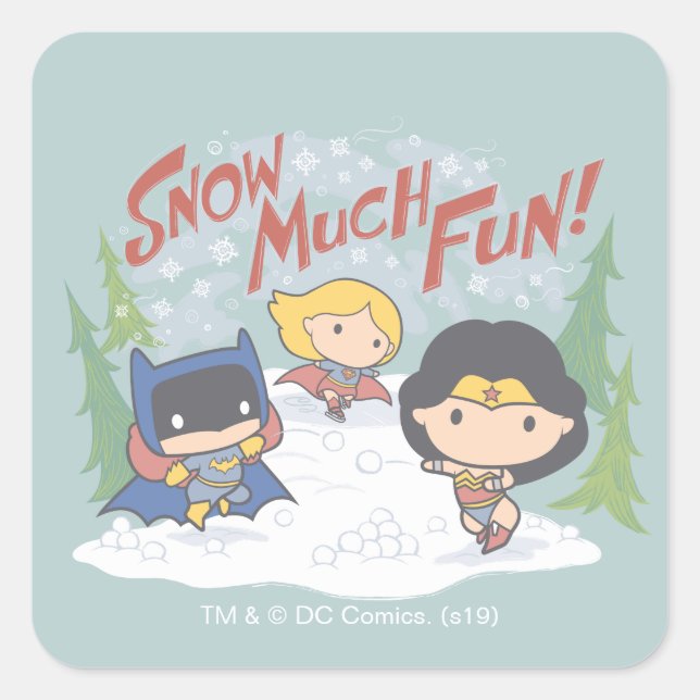 Sticker Carré Ligue de Justice Chibi Snowball combat (Devant)