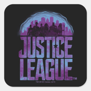 Sticker Carré Ligue de Justice   Justice League City Silhouette