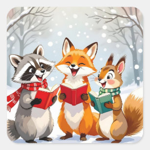 Sticker Carré Lil Forest Animaux chantant Noël Carols