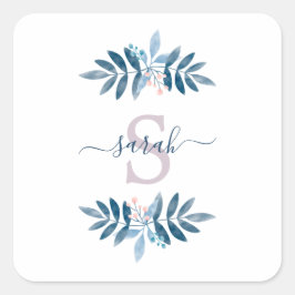 Sticker Carré Lilac Aquarelle Florale Monogramme