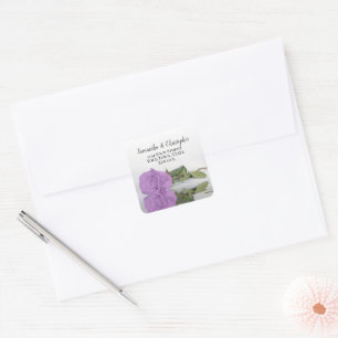 Sticker Carré Lilac Purple Rose Retour Adresse Enveloppe Sceau