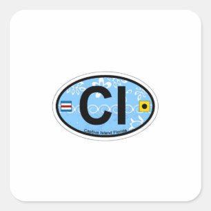 Sticker Carré L'île de Captiva - Oval.