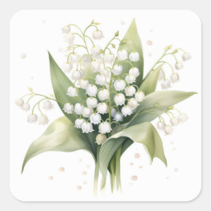 Sticker Carré Lily du bouquet de fleurs de la vallée