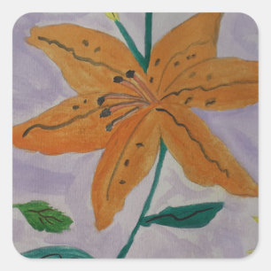 Sticker Carré Lily orange