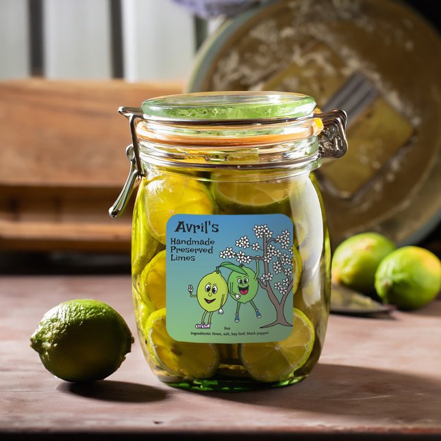 Sticker Carré Lime Pals Drôle Cartoon Preserve Curd et plus (Créateur téléchargé)