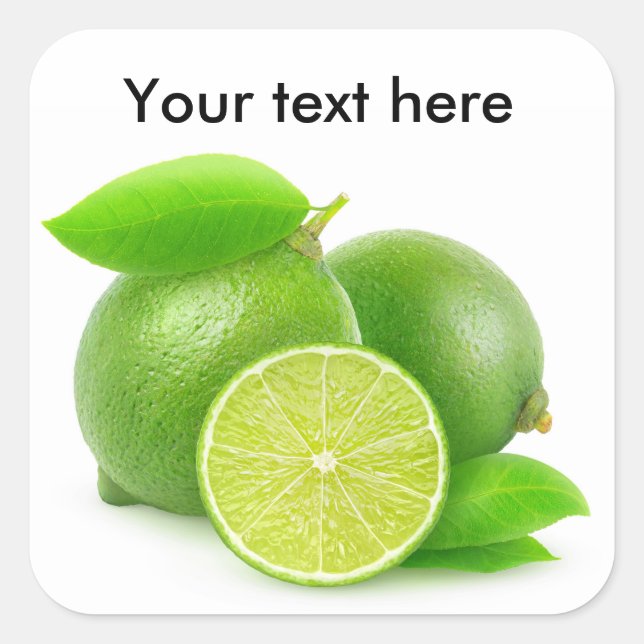 Sticker Carré Limes frais entiers et coupés (Devant)