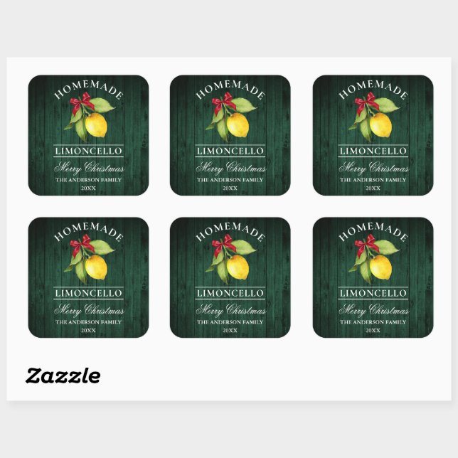 Sticker Carré Limoncello Vert Impression sur Bois Noël (Feuille)