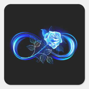 Sticker Carré L'infini lumineux avec une rose bleue
