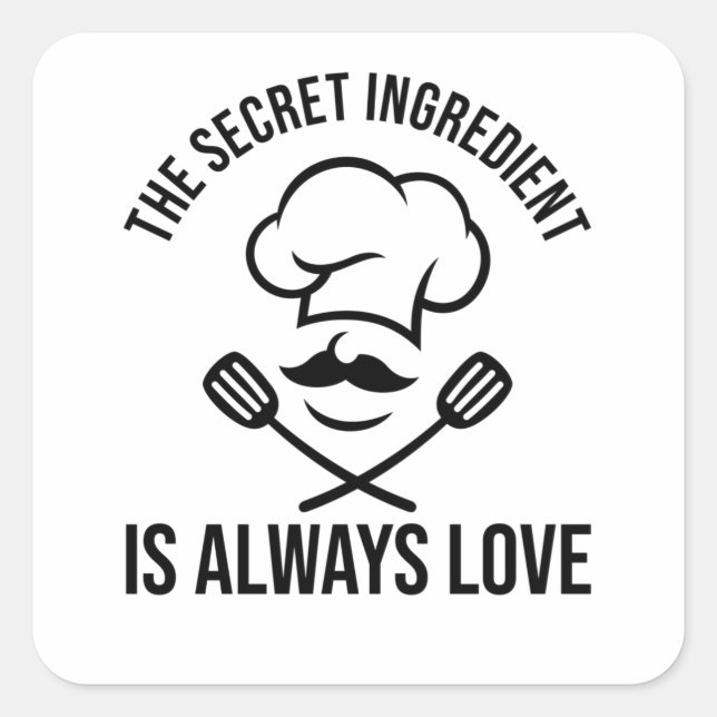 STICKER CARRÉ L'INGRÉDIENT SECRET EST TOUJOURS L'AMOUR (Devant)