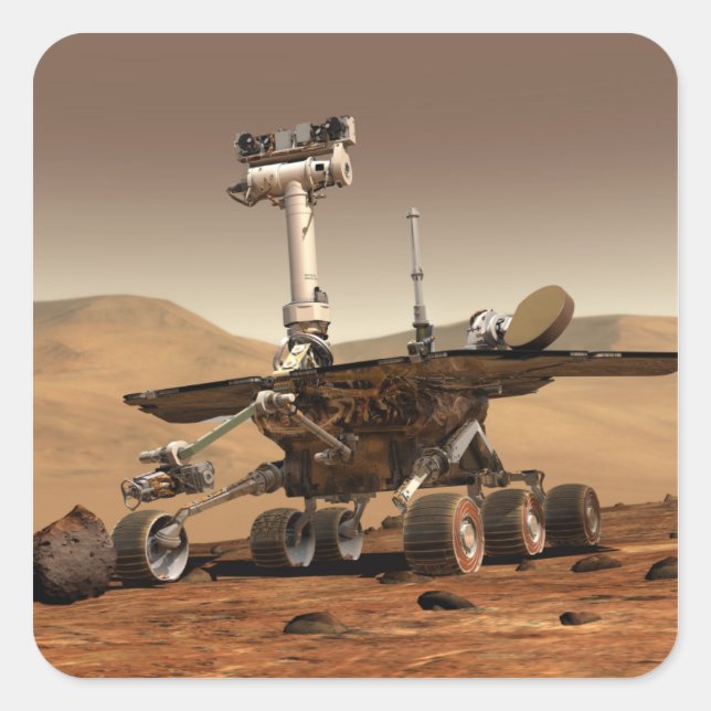 Sticker Carré L'interprétation de Mars Rover par un artiste (Devant)