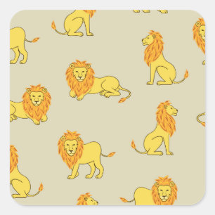Sticker Carré Lion à main : motif vintage.