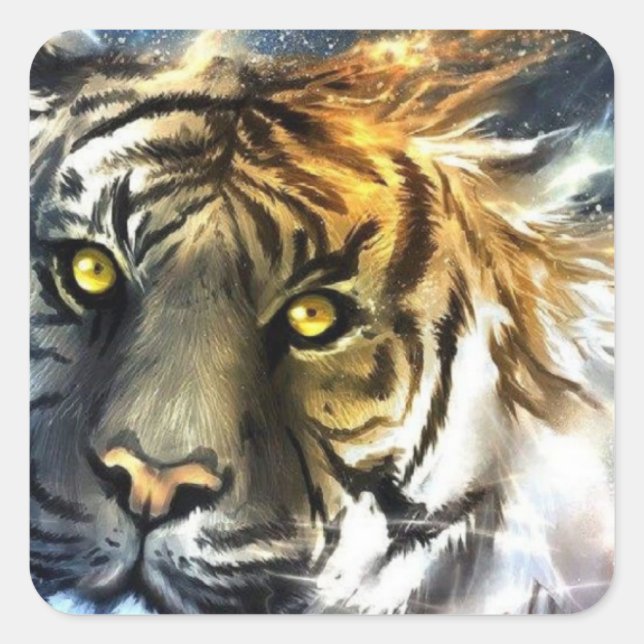 Sticker Carré lion abstrait (Devant)