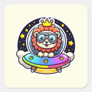 Sticker Carré Lion arc-en-ciel UFO