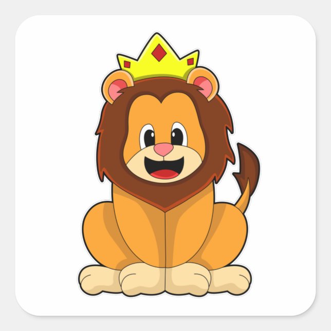 Sticker Carré Lion avec couronne (Devant)