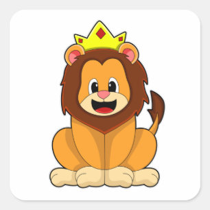 Sticker Carré Lion avec couronne