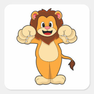 Sticker Carré Lion avec de grosses cales