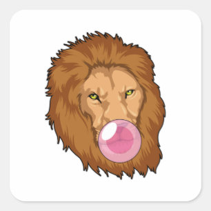 Sticker Carré Lion avec gomme Bubble