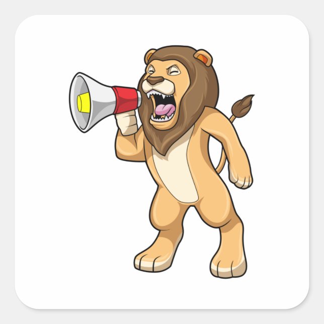 Sticker Carré Lion avec microphone (Devant)