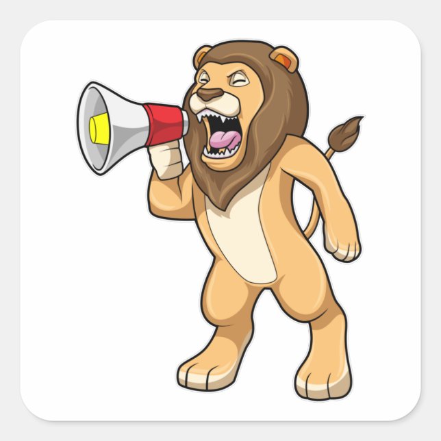 Sticker Carré Lion avec microphone (Devant)