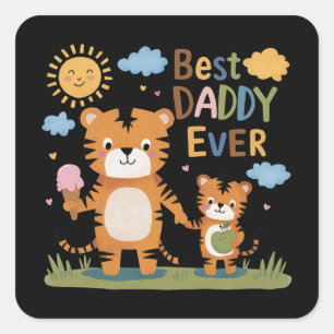 Sticker Carré Lion Best Daddy Jamais