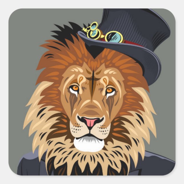 Sticker Carré Lion classique (Devant)