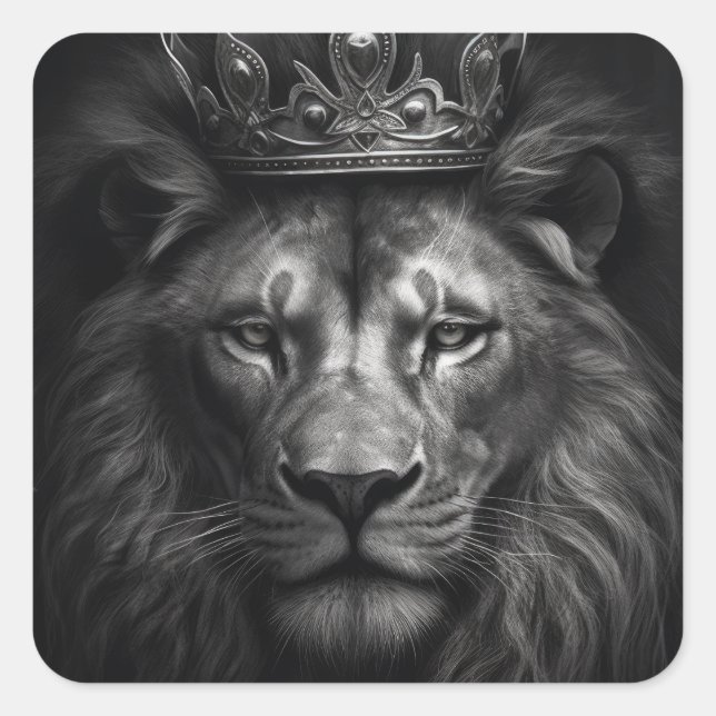 Sticker Carré Lion de Couronne du roi Majestic (Devant)