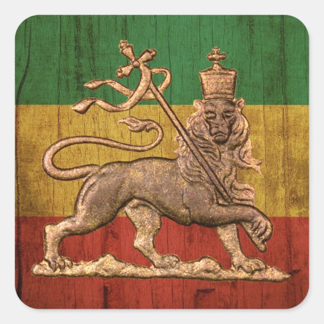 Sticker Carré Lion de Judah - Rastafara - Reggae Rasta Roots (Devant)
