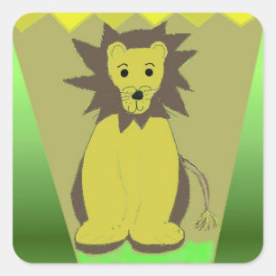 Sticker Carré Lion de la jungle
