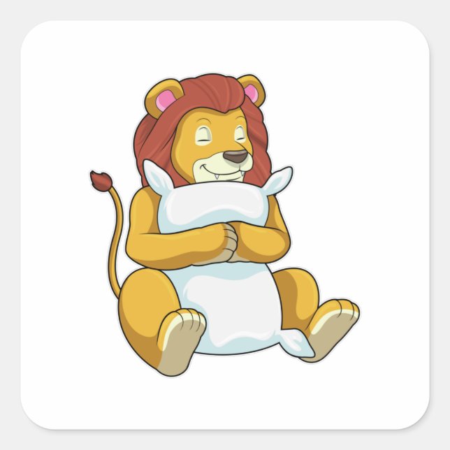 Sticker Carré Lion dormant avec Coussin (Devant)