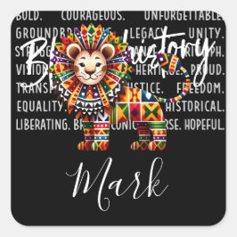 Sticker Carré Lion du Mois de l'histoire des Noirs