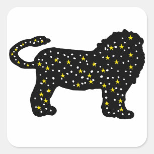 Sticker Carré Lion Espace Étoiles Zodiaque