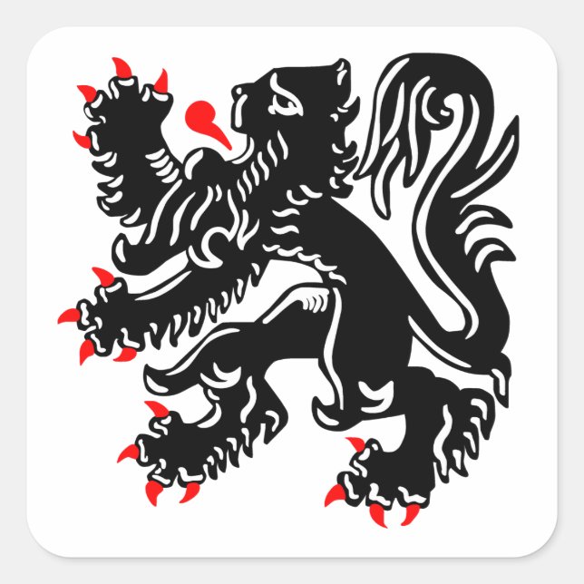 Sticker Carré Lion flamand. (Devant)