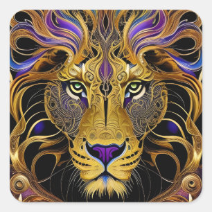 Sticker Carré Lion Gold Filigree