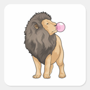 Sticker Carré Lion gomme à mâcher
