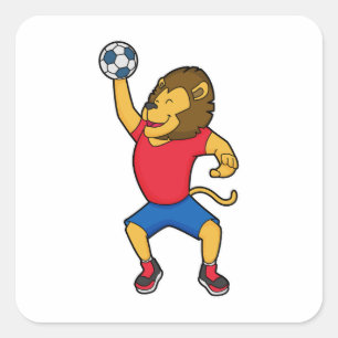 Sticker Carré Lion Handball player Handball