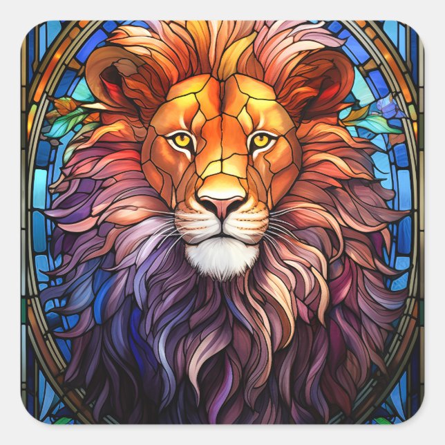 Sticker Carré Lion Majestueux En Verre Tissan (Devant)