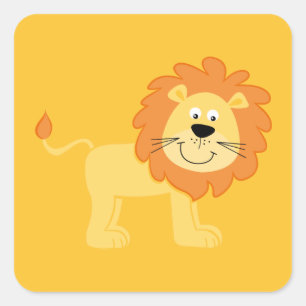 Sticker Carré Lion Orange