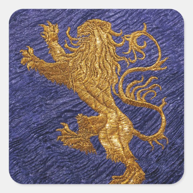 Sticker Carré Lion rampant - or sur bleu (Devant)