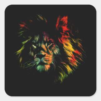 Sticker Carré Lion Rasta