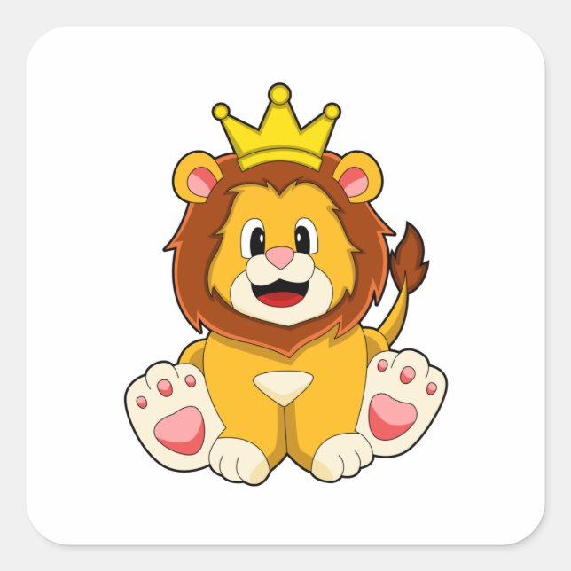 Sticker Carré Lion roi avec couronne (Devant)