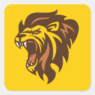 Sticker Carré Lion rugissant du courage