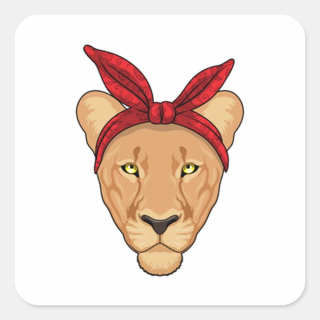 Sticker Carré Lioness with bandana (Devant)
