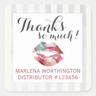 Sticker Carré Lipstick Distributeur Aquarelle Kiss Merci