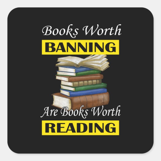 Sticker Carré Lire Livres interdits Librarian Bookworm Lecteur d (Devant)