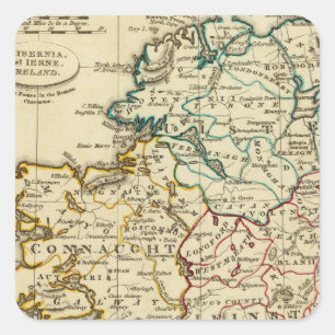 Sticker Carré L'Irlande avec des frontières décrites