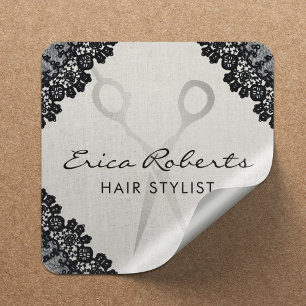 Sticker Carré Liste de cheveux Vintage Black Laced Salon de chev