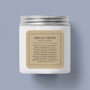 Sticker Carré Liste des ingrédients de bordure et de ligne gris 