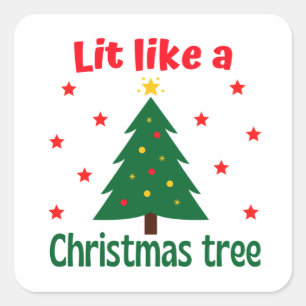 Sticker Carré Lit Comme Un Arbre De Noël Noël