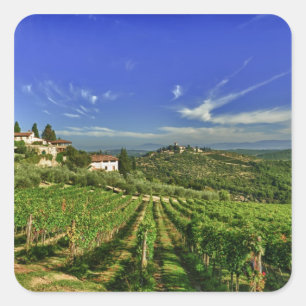 Sticker Carré L'Italie, Toscane, Greve. Les vignobles de