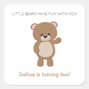 Sticker Carré Little Bear fête ses deux 2e Anniversaires